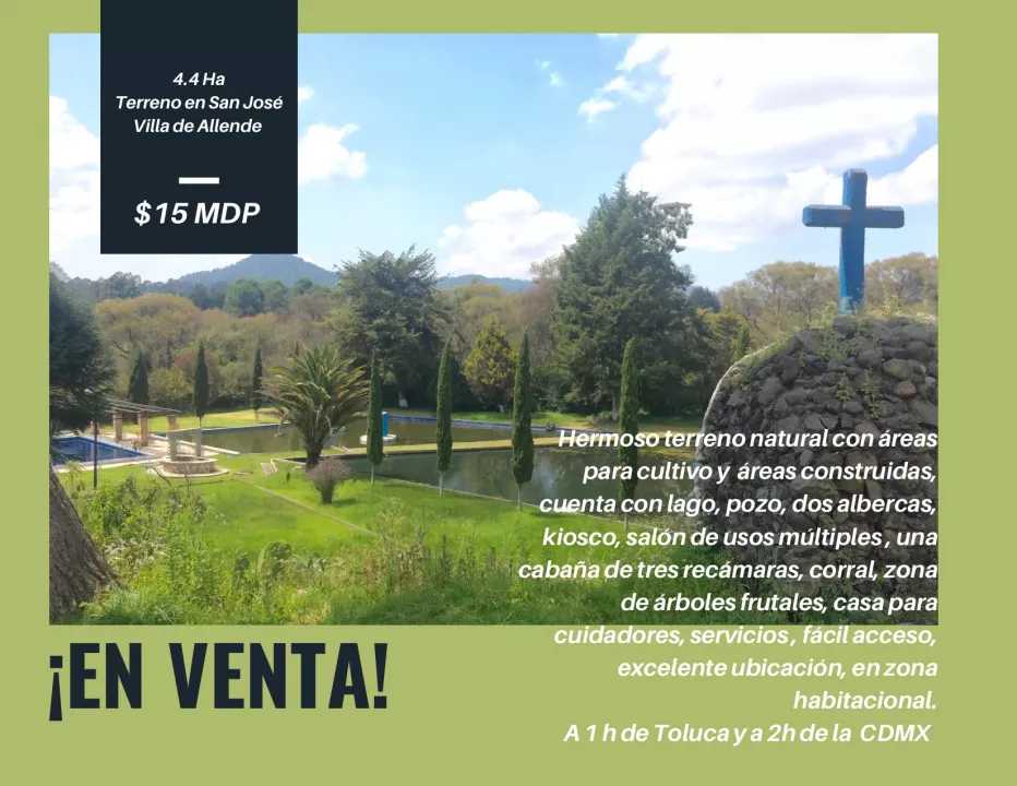 RANCHO EN VENTA CON BALNEARIO SALÓN DE EVENTOS CAMPAMENTOS Y MÁS EN SAN JOSÉ VILLA DE ALLENDE